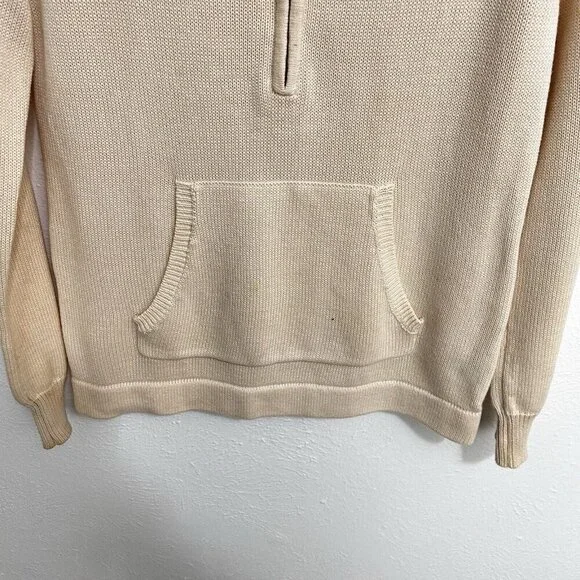 LRL Ralph Lauren Jeans Women's L CreamHalf Zip Knit Foldover Sweater Pullover - Picture 3 of 11